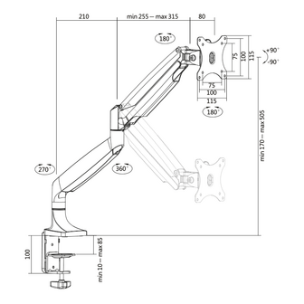 Desk Mount Single LogiLink 13&quot;-32&quot; Aluminium Gasveer