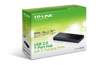 TP-Link 7 Port Hub, USB 3.0 actief zwart 2x power charge