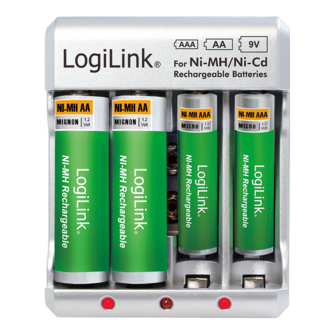 Logilink Universeel lader 4x AA of 4x AAA en 1x 9V