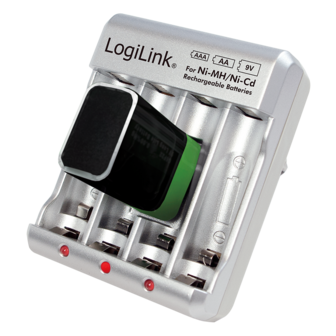 Logilink Universeel lader 4x AA of 4x AAA en 1x 9V