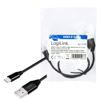 USB 2.0 C  USB-A 1.00m LogiLink Zwart