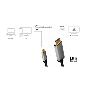 USB 3.2 Gen2 C --&gt; HDMI 1.80m LogiLink 4K