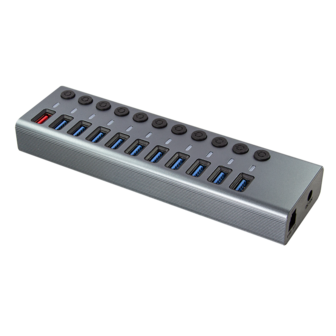 LogiLink 11 Port, USB-B --&gt; USB-A 3.0 actief+schakelaars