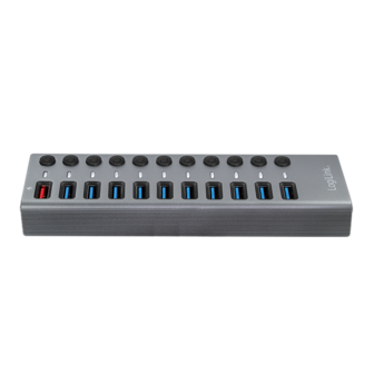 LogiLink 11 Port, USB-B --&gt; USB-A 3.0 actief+schakelaars