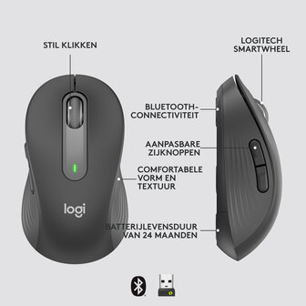 Logitech M650 (L) Optical Bluetooth Zwart Ret. Wireless