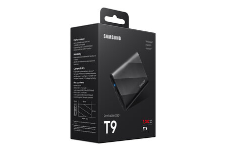 2TB Samsung T9 NVMe/Zwart/USB-C/2000/1950