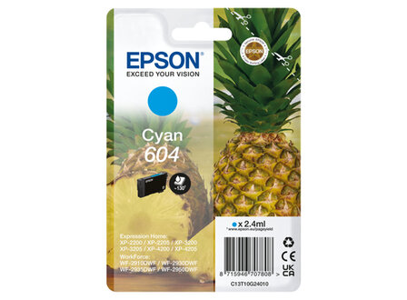 Epson 604 Singlepack Cyaan 2,4ml (Origineel) pineapple