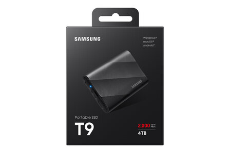 4TB Samsung T9 NVMe/Zwart/USB-C/2000/1950