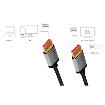 DisplayPort 1.4 2.00m 8K/60Hz LogiLink Aluminium