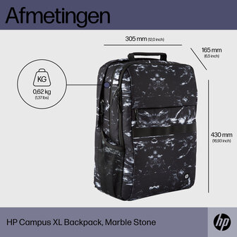 Tas 15,6&quot; HP Campus XL Backpack Marble Stone