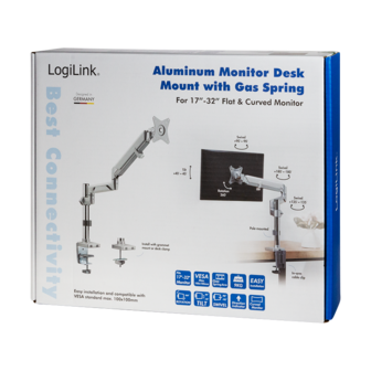 Desk Mount Single LogiLink 17&quot;-32&quot; Curved Alu Gasv.