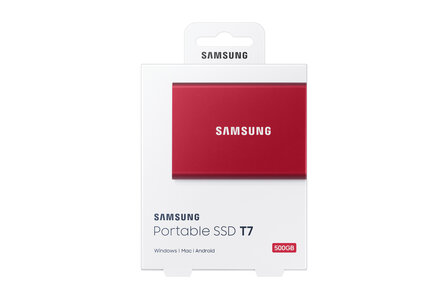 500GB Samsung T7 NVMe/Rood/USB-C/1050/1000