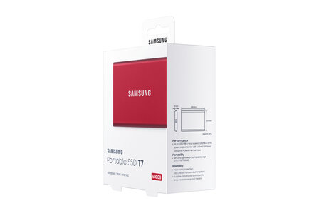 500GB Samsung T7 NVMe/Rood/USB-C/1050/1000