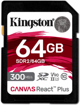 SDXC Card 64GB Kingston U3 V90 Canvas React Plus