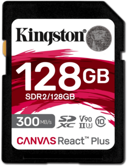 SDXC Card 128GB Kingston U3 V90 Canvas React Plus