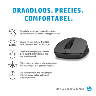 HP 150 Optical USB Zwart Retail Wireless