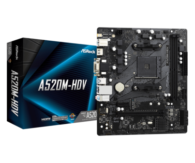 ASRock AM4 A520M-HDV - DDR4/M.2/HDMI/DVI/VGA/&micro;ATX