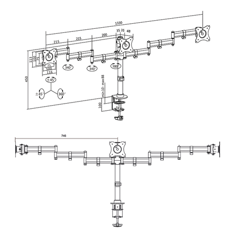 Desk Mount Triple LogiLink 13"-27" 