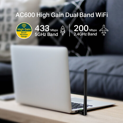 TP-Link WL 600 USB Dual Band Archer T2U Plus AC600.