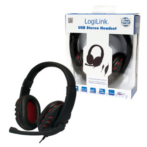 LogiLink Stereo Headset met Microphone zwart/rood