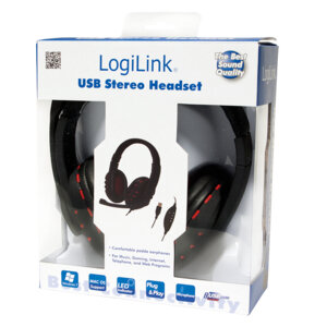 LogiLink Stereo Headset met Microphone zwart/rood