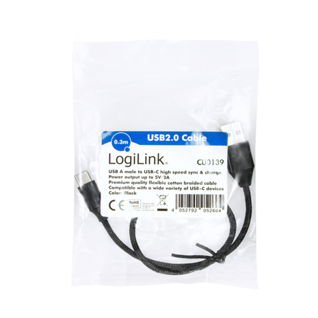 USB 2.0 C  USB-A 1.00m LogiLink Zwart