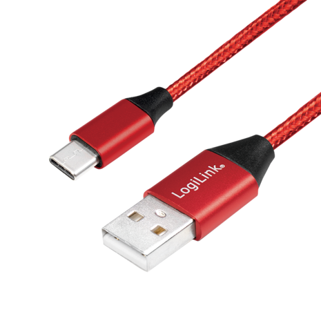 USB 2.0 C  USB-A 1.00m LogiLink Rood