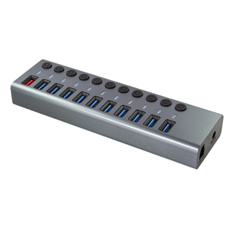 LogiLink 11 Port, USB-B --> USB-A 3.0 actief+schakelaars