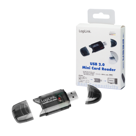 USB2.0 LogiLink Micro-SD / SDHC / MMC / RS-MMC Zwart