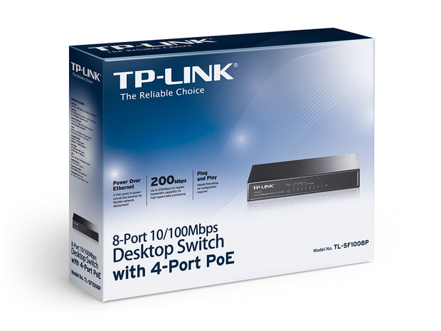 TP-Link - 8Port Unmanaged 10/100Mbps, 4xPoE