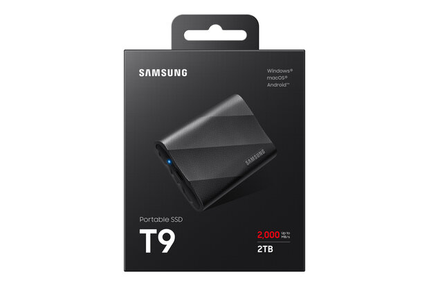 2TB Samsung T9 NVMe/Zwart/USB-C/2000/1950