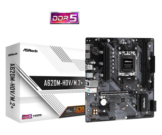 ASRock AM5 A620M-HDV/M.2+ - DDR5/2xM.2/DP/HDMI/µATX