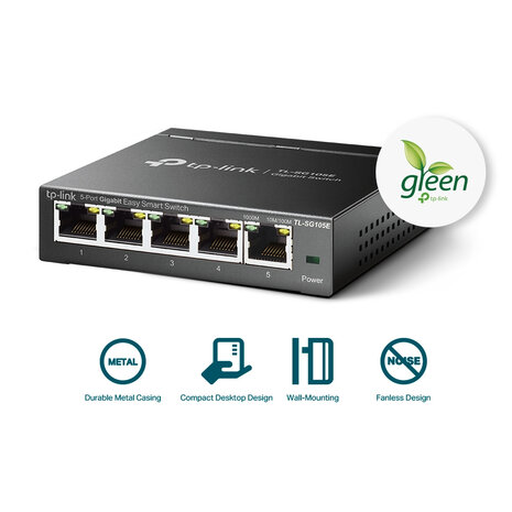 TP-Link 5Port 1Gbps Metalen behuizing.