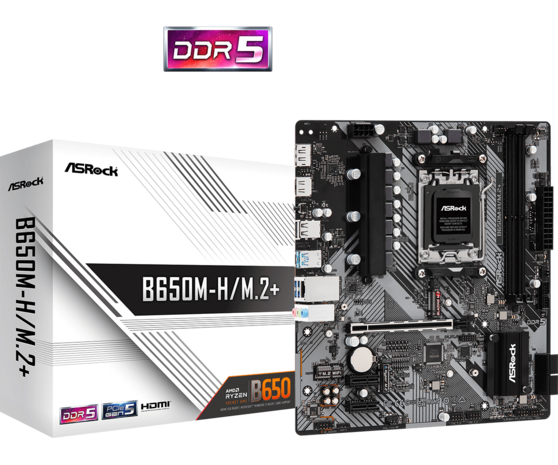 ASRock AM5 B650M-H/M.2+ - DDR5/M.2/DP/HDMI/µATX