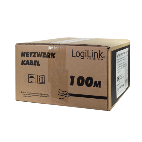 Cat7 Outdoor 100m. S/FTP Zwart Logilink AWG23 Cu