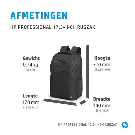 Tas 17,3" HP Professional Backpack Zwart