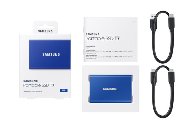 1TB Samsung T7 NVMe/Blauw/USB-C/1050/1000