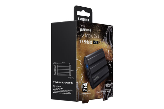 4TB Samsung T7 Shield NVMe/Zwart/USB-C/1050/1000