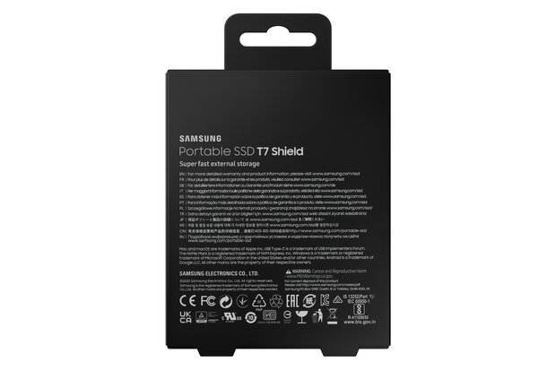 2TB Samsung T7 Shield NVMe/Zwart/USB-C/1050/1000