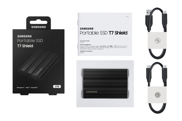 2TB Samsung T7 Shield NVMe/Zwart/USB-C/1050/1000