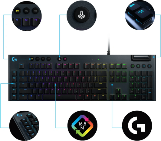 KB Logitech G G815 Lightsync Carbon bedraad GL CLICKY