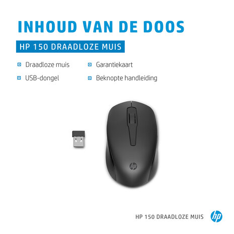 HP 150 Optical USB Zwart Retail Wireless