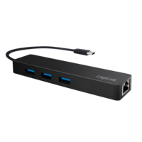 LogiLink 3 Port, USB-C --> USB-A 3.0 + Netwerkadapter